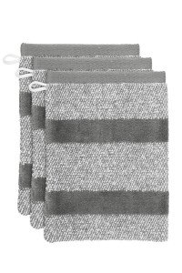 Beddinghouse Sheer Stripe set van 3 Washandjes - Antraciet 16 x 22 cm set van 3